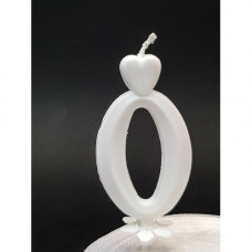 Cifra 0 - Lumanare tort 7 cm, Alba