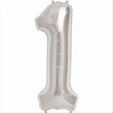 Cifra 1 - Baloane cifre 40 cm Argintii