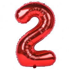 Cifra 2 - Baloane cifre 40 cm Rosii