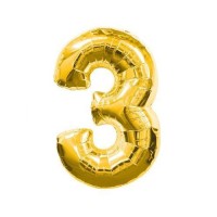 Cifra 3 - Baloane Cifre 80 cm Aurii
