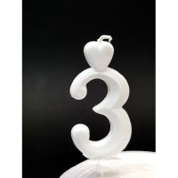 Cifra 3 - Lumanare tort 7 cm, Alba Cifra 3 - Lumanare tort 7 cm, Alba