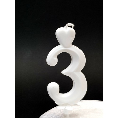 Cifra 3 - Lumanare tort 7 cm, Alba Cifra 3 - Lumanare tort 7 cm, Alba