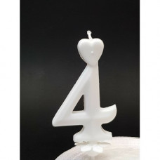 Cifra 4 - Lumanare tort 7 cm, Alba