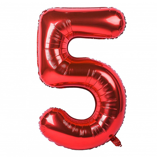 Cifra 5 - Baloane cifre 40 cm Rosii
