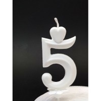 Cifra 5 - Lumanare tort 7 cm, Alba
