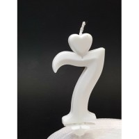 Cifra 7 - Lumanare tort 7 cm, Alba