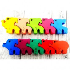 Puzzle 10 elefanti multicolori
