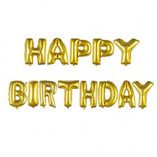 Set baloane folie Happy Birthday Auriu
