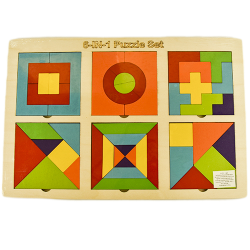 Mega Puzzle din lemn, 6 in 1 Puzzle Set