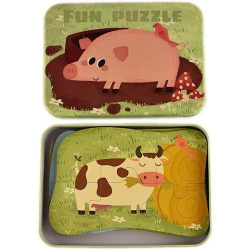 Set 5 imagini, puzzle din lemn, animale domestice - 40 de piese
