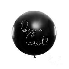 Balon latex negru gender reveal, Boy , Confeti albastru, 100 cm