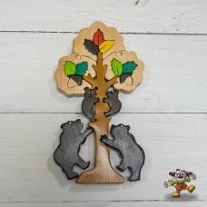 Puzzle din lemn Stejar cu ursi, 17 piese