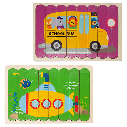 Puzzle cu benzi de potrivire cu doua fete - submarin