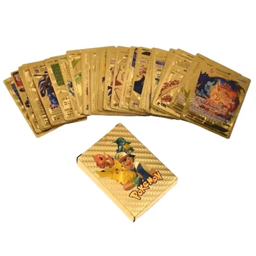 Jucarie de plus Pikachu si carti de joc gold pokemon