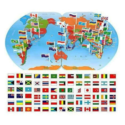 Joc Educational cu Harta Lumii si Steaguri