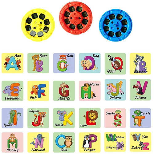 Proiector lanterna cu 3 discuri alfabet