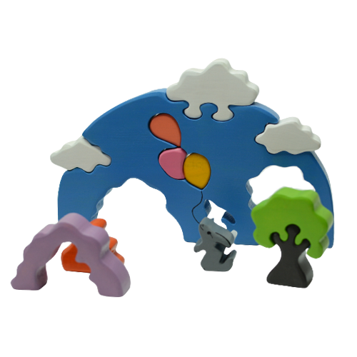 Jucarie Manuala din Lemn - Iepuras cu Baloane, Norisi si Copacel