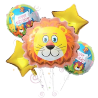 Set 5 baloane folie aniversare Jungle - Leu