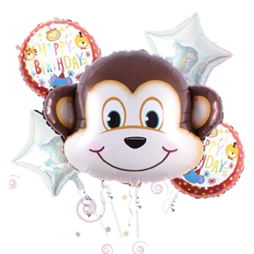Set 5 baloane folie aniversare Jungle - Maimutica